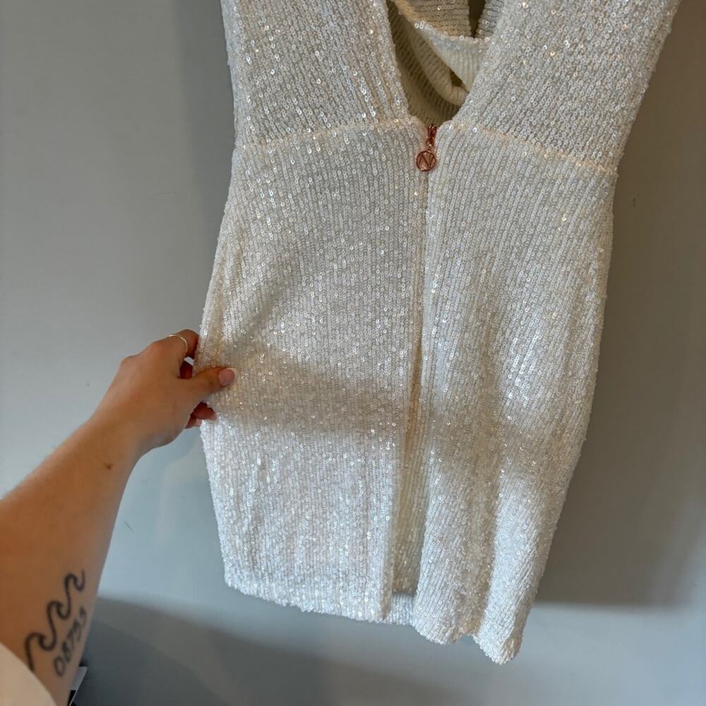 Nookie Pandora Plunge Sequin Mini Dress in White - Picture 7 of 10